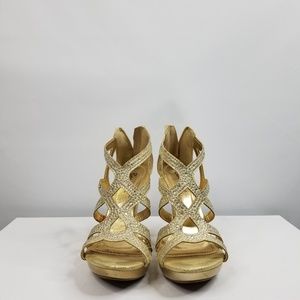 Gold beaded Bonnibel heels